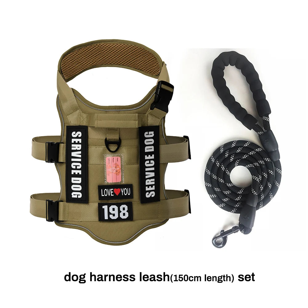 Service Dog Vest No Pull Dog Harness with 4 Dog Patches, Reflective Pet Harness with Durable Soft Padded Handle for Training Med