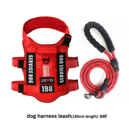 Service Dog Vest No Pull Dog Harness with 4 Dog Patches, Reflective Pet Harness with Durable Soft Padded Handle for Training Med