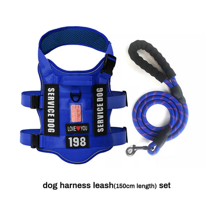 Service Dog Vest No Pull Dog Harness with 4 Dog Patches, Reflective Pet Harness with Durable Soft Padded Handle for Training Med