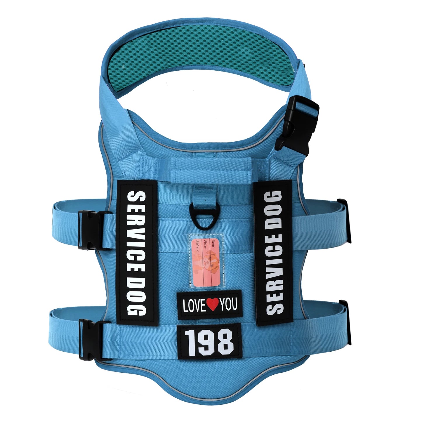 Service Dog Vest No Pull Dog Harness with 4 Dog Patches, Reflective Pet Harness with Durable Soft Padded Handle for Training Med