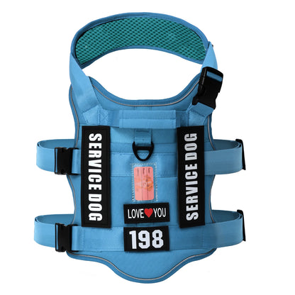 Service Dog Vest No Pull Dog Harness with 4 Dog Patches, Reflective Pet Harness with Durable Soft Padded Handle for Training Med