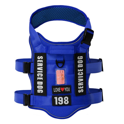 Service Dog Vest No Pull Dog Harness with 4 Dog Patches, Reflective Pet Harness with Durable Soft Padded Handle for Training Med