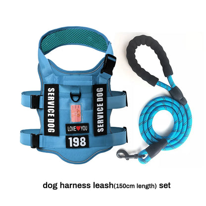 Service Dog Vest No Pull Dog Harness with 4 Dog Patches, Reflective Pet Harness with Durable Soft Padded Handle for Training Med
