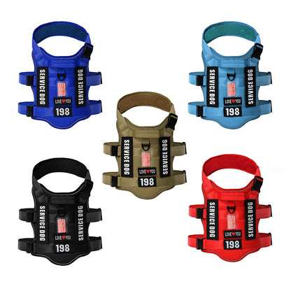 Service Dog Vest No Pull Dog Harness with 4 Dog Patches, Reflective Pet Harness with Durable Soft Padded Handle for Training Med