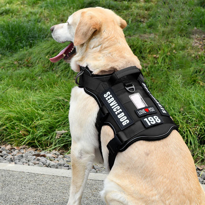 Service Dog Vest No Pull Dog Harness with 4 Dog Patches, Reflective Pet Harness with Durable Soft Padded Handle for Training Med
