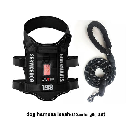 Service Dog Vest No Pull Dog Harness with 4 Dog Patches, Reflective Pet Harness with Durable Soft Padded Handle for Training Med
