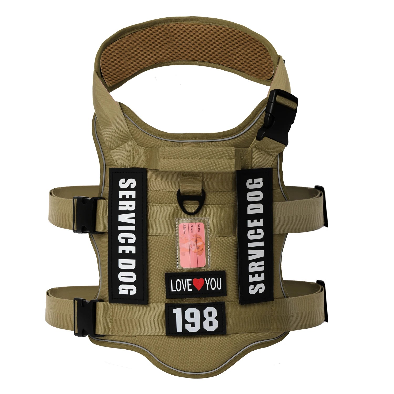 Service Dog Vest No Pull Dog Harness with 4 Dog Patches, Reflective Pet Harness with Durable Soft Padded Handle for Training Med